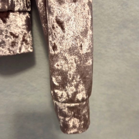 Velvet Velour Cropped Lightweight Zipper Front Jacket in‎ Soft Pink Size Medium - Picture 5 of 7